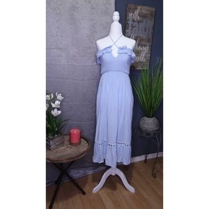 Sky blue strapless beach dress 🏝